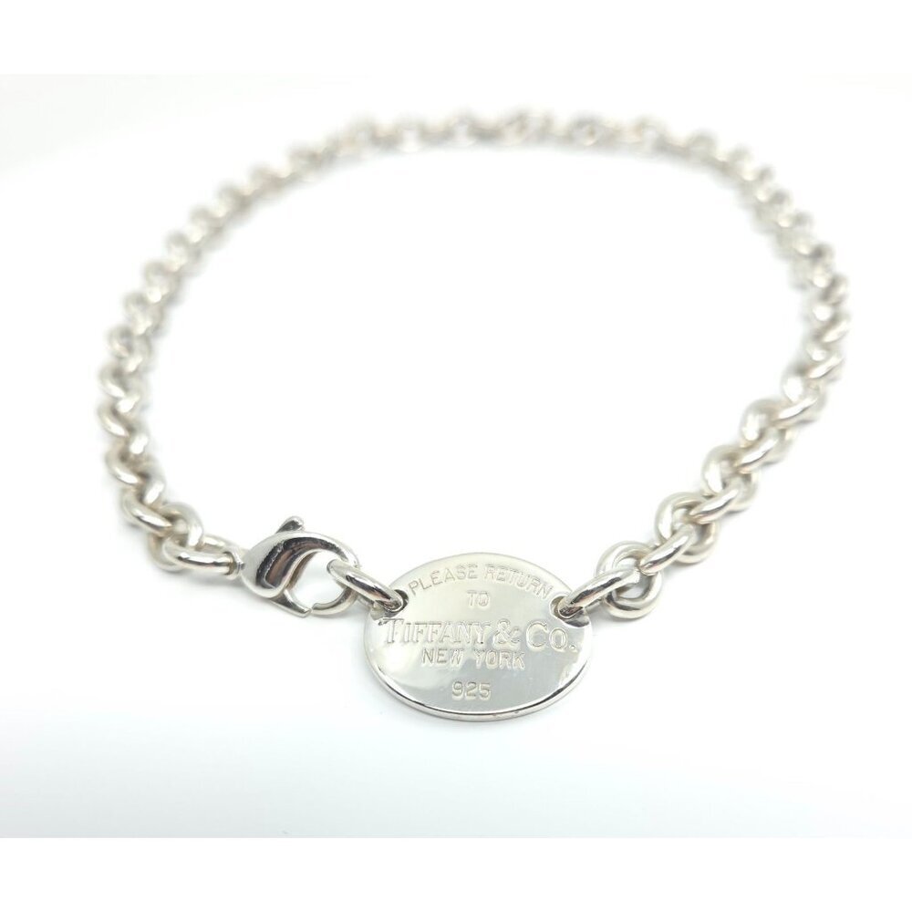 Tiffany & Co Sterling Silver Return to Tiffany Oval Tag Link Necklace 16" - Picture 3 of 12